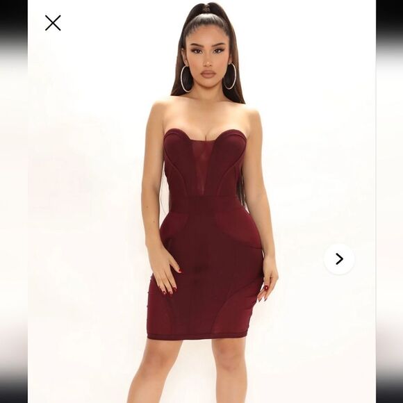 Mad For Love Strapless Bodycon Dress With Sheer Cutouts Sz Small - Picture 1 of 12